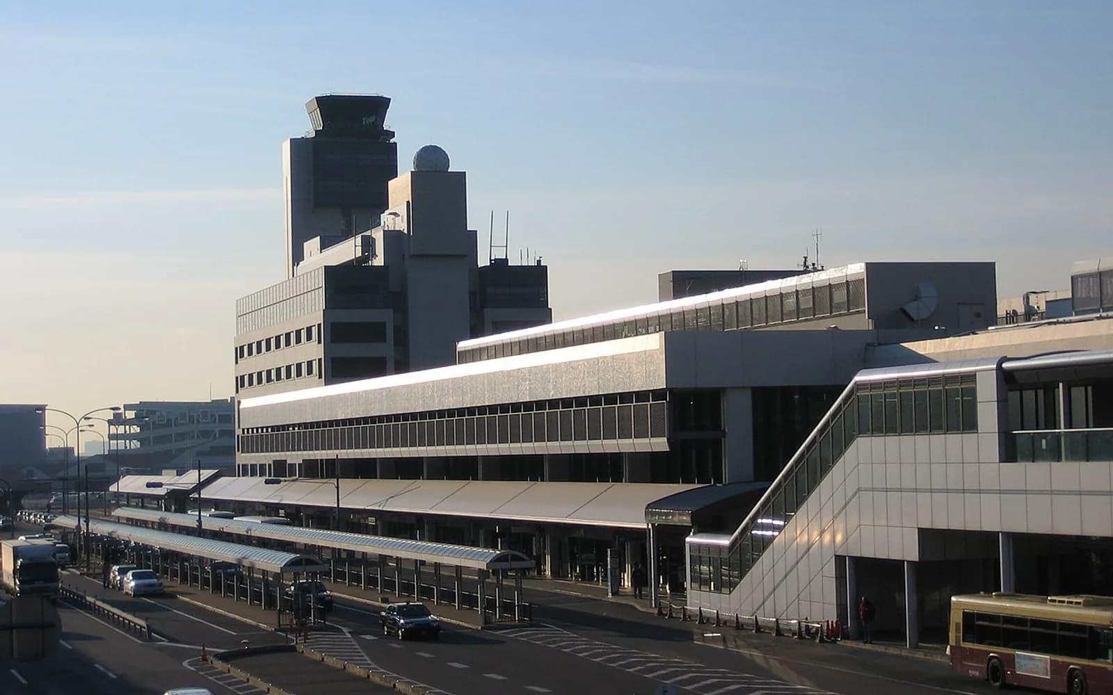 Itami Airport terminal exterior for Osaka domestic airport transfer planning.